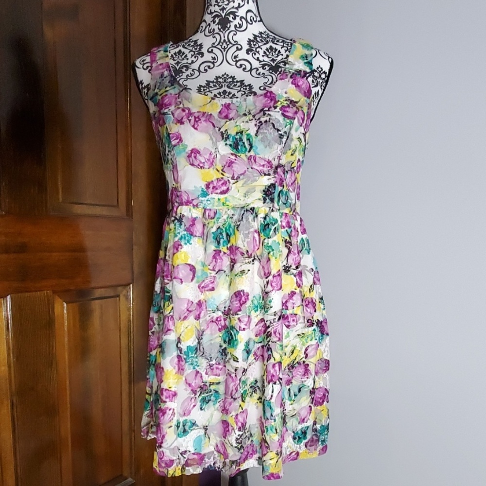Heart Soul Tulip Print Lace Dress